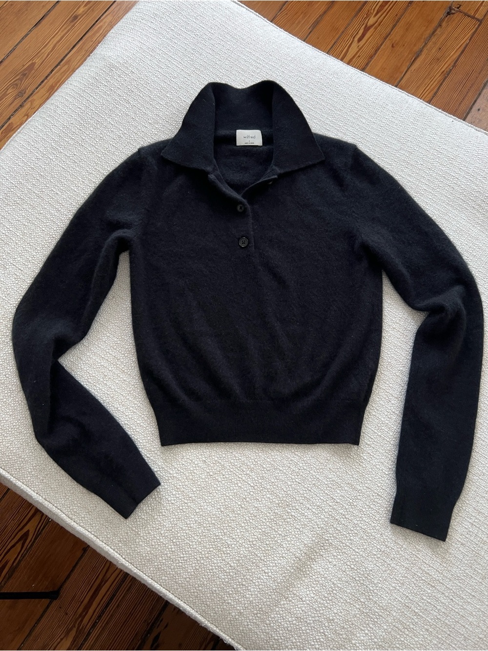 Wilfred black overhead half button sweater size small